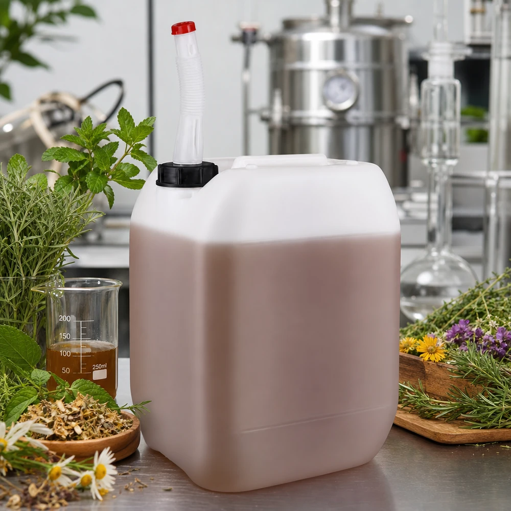 Stabiler Kanister 10 Liter mit flexiblem Auslaufrohr für präzise Dosierung ätherischer Öle