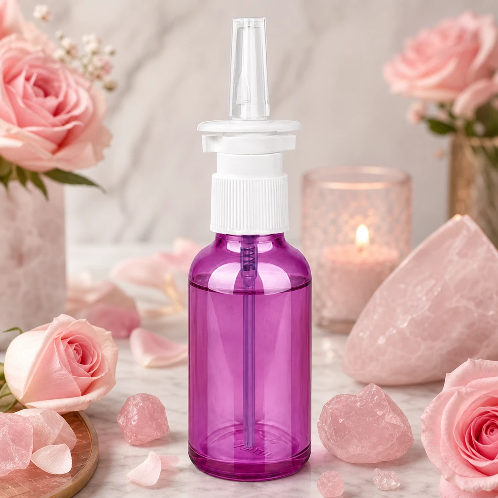 30ml Nasensprayflasche weiß/transparent Standard PurpleLine. UT18/30 Wiederverwendbare 30ml Nasensprayflasche in elegantem Lila mit umweltfreundlichem Design für Nachhaltigkeit
