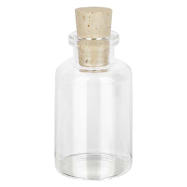 Flasche Klarglas 30ml mit Korken 11/14mm