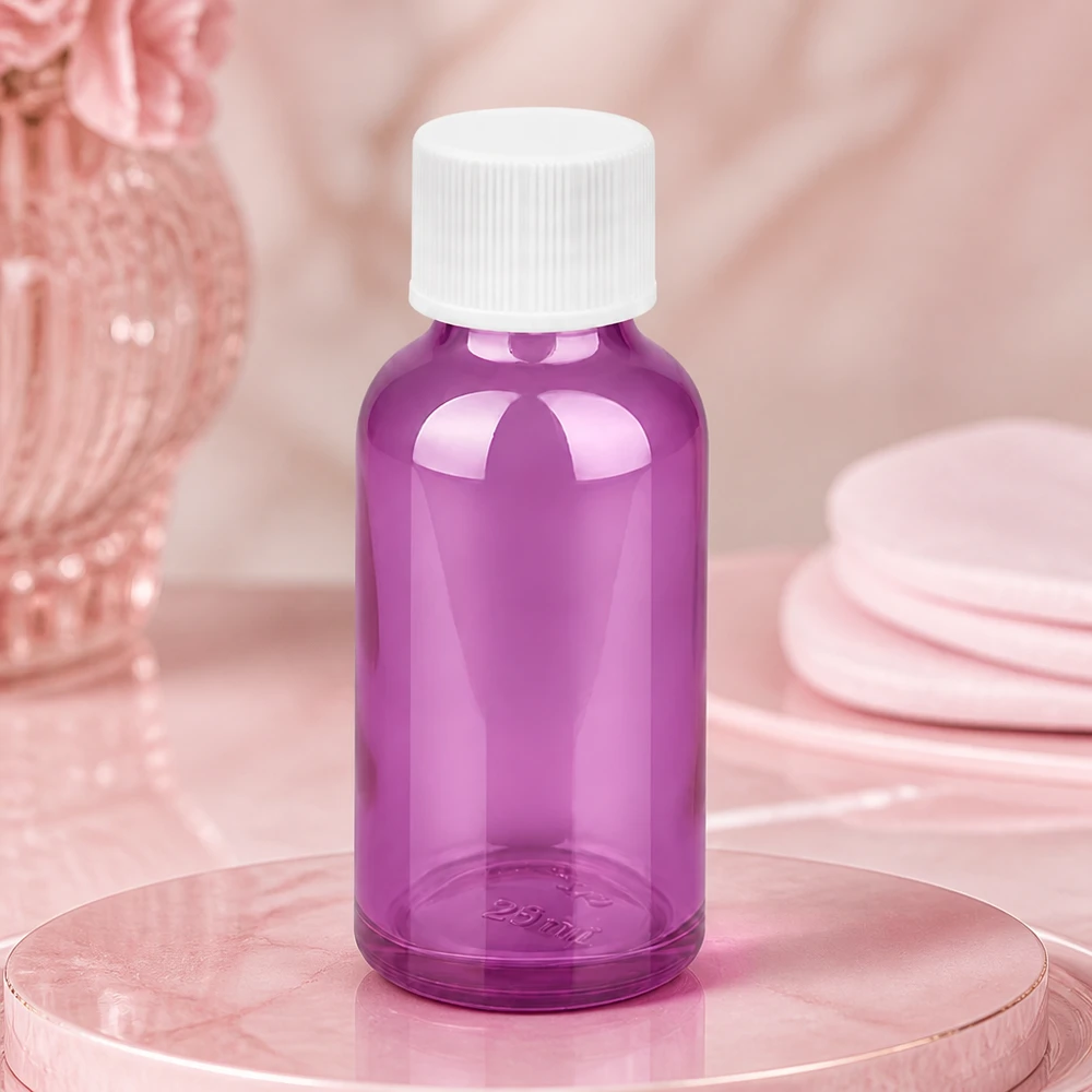 30ml Flasche 11mm Schraubverschluss weiss Standard PurpleLine UT18/30 Dekorative 30ml Flasche in Amethyst-Optik mit weißem Deckel für Beauty-Produkte