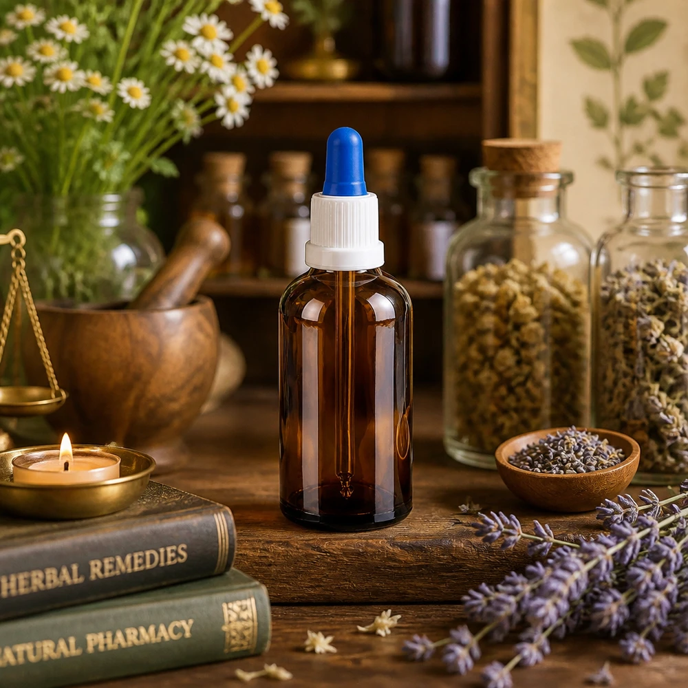 Dosage précis avec flacon à pipette blanc-bleu de 50 ml pour la cosmétique naturelle et l'aromathérapie