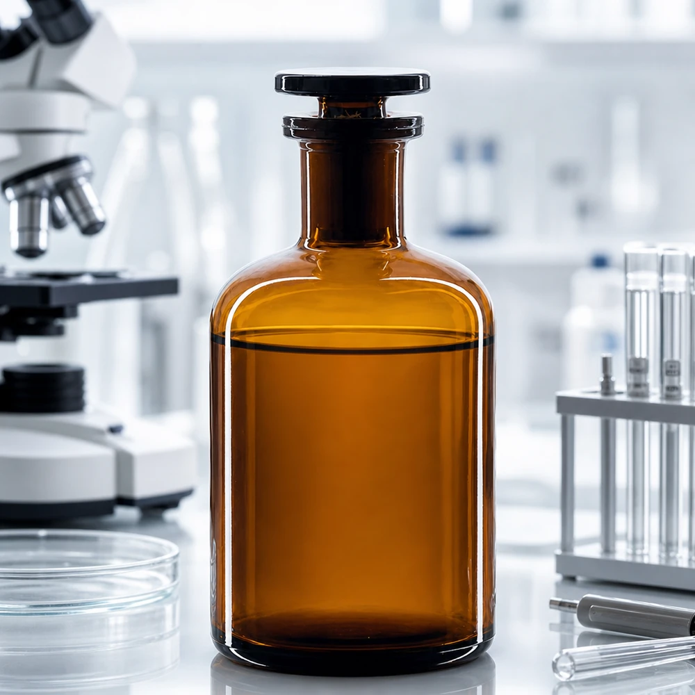 Rundschulterfl. 100ml braun Enghals Glasstopfen Dunkle Vorratsflasche 100ml Rundschulter Enghals mit Glasstopfen für Laborchemikalien