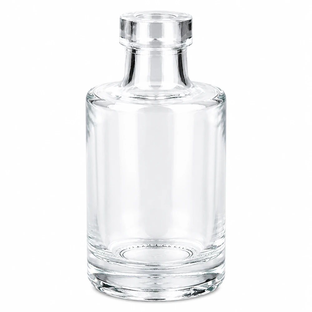 Bottiglia di vetro da 100 ml Marie senza tappo UNiTWIST trasparente vuota su sfondo bianco