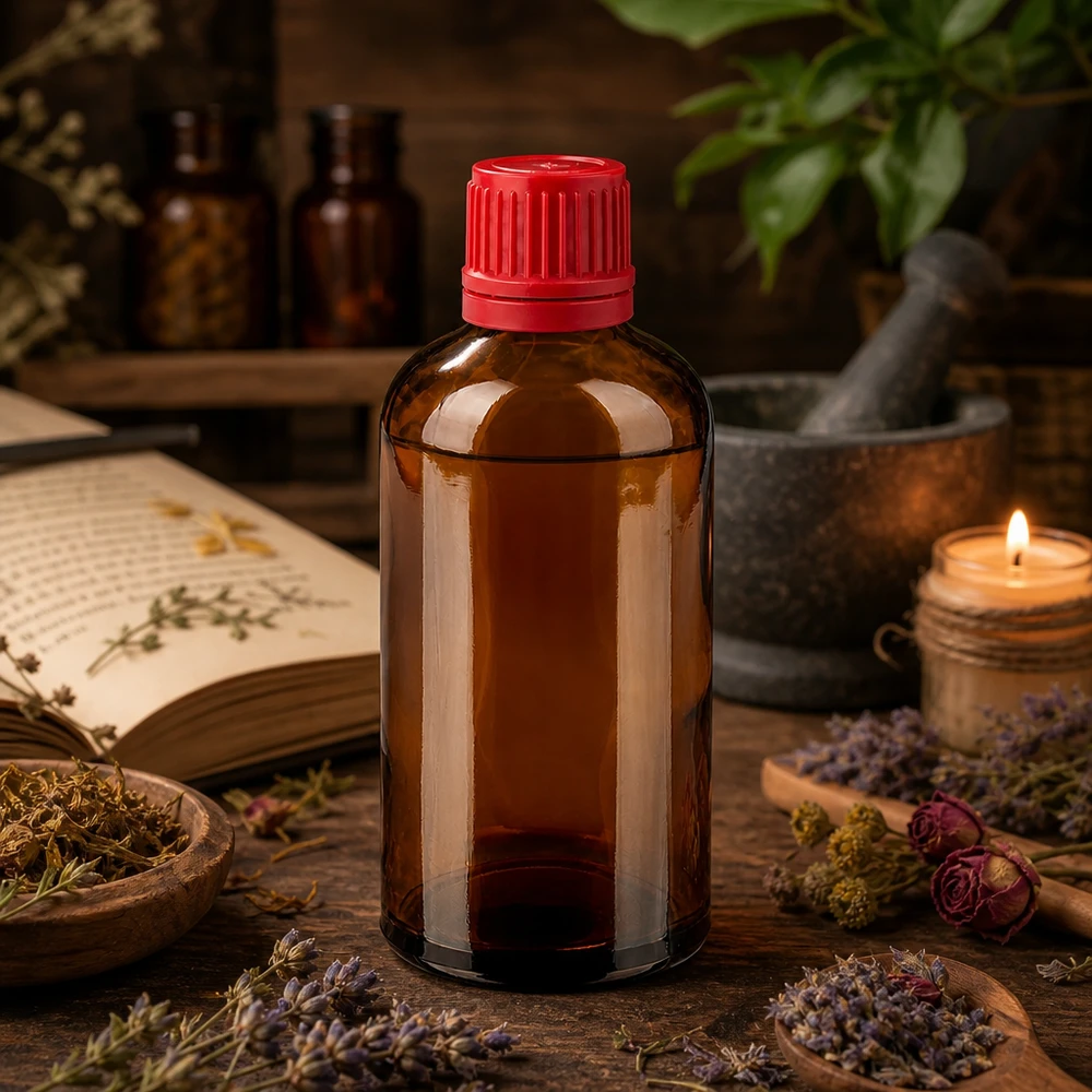 Flacone professionale in vetro ambrato da 100 ml con tappo antimanomissione per garantire la qualità