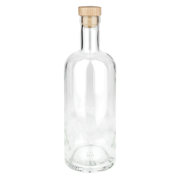 Bouteille en verre 750 ml « Emma » avec bouchon en bois UNiTWIST®