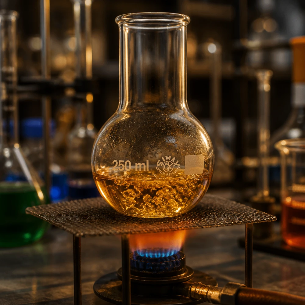 Pallone a fondo tondo a collo largo da 250 ml con dimensioni ottimali per piccoli esperimenti di laboratorio e analisi