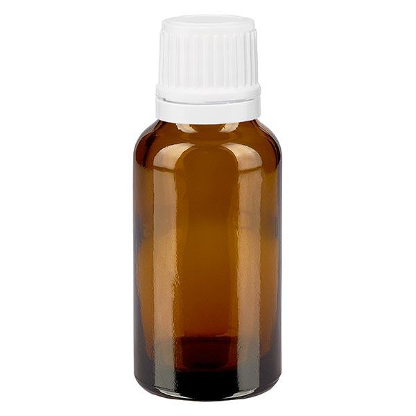 Flacone contagocce marrone da 20ml OV bianco/0,7mm ApoGlas Flacone contagocce marrone da 20ml OV bianco/0,7mm ApoGlas