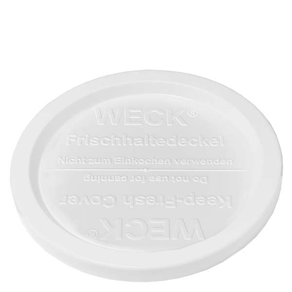 Barattolo a tulipano da 1062 ml con coperchio salvafreschezza WECK RR100 Coperchio WECK keep-fresh bianco per vaso da 280 ml RR100 Coperchio di ricambio con etichettatura e motivo a rilievo