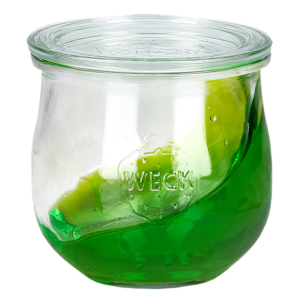 Set di 12 vasi Weck da 370 ml con 12 coperchi di vetro Set di 12 vasi Weck da 370 ml con 12 coperchi di vetro