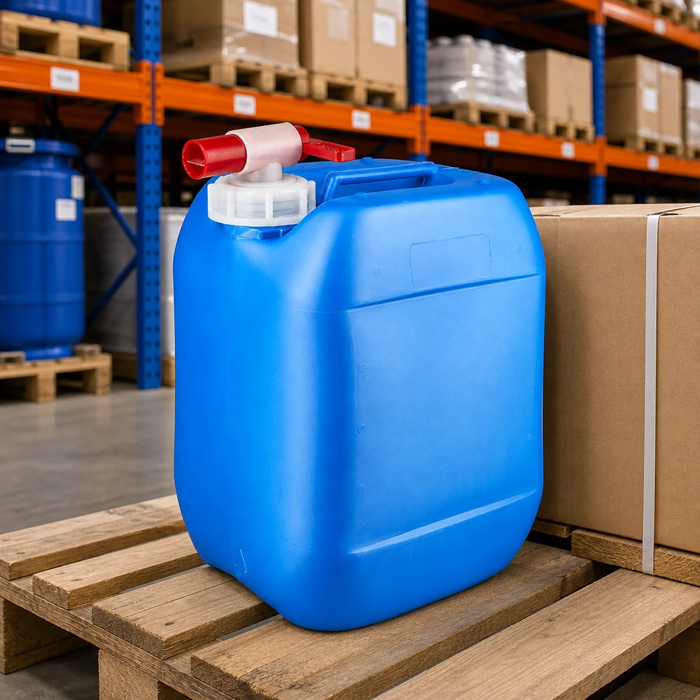 Kanister 10 Liter blau mit Auslaufhahn Kompakter Lagerkanister 10 Liter Blau mit integriertem Ablasshahn für einfache Entnahme