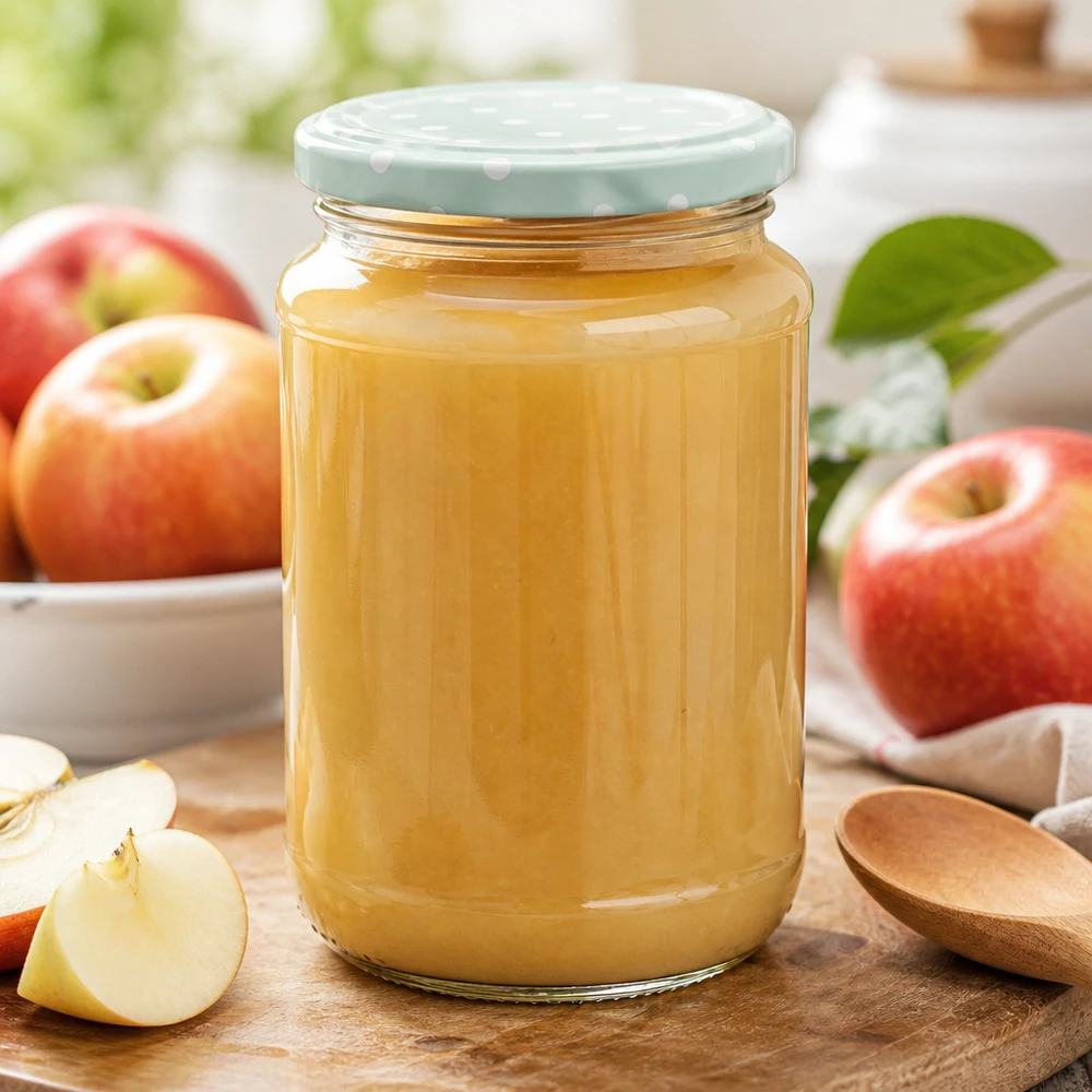 Hausgemachtes Apfelmus selbst eingemacht im 320ml Einmachglas UNiTWIST mit mintgrünem Punktedeckel