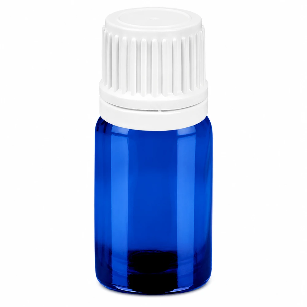 Flacon compte-goutte 5ml 0.7mm blanc OV BlueLine UT18/5 5ml flacon doseur bleu pour huiles essentielles médicaments avec ouverture goutte à goutte 0.7mm