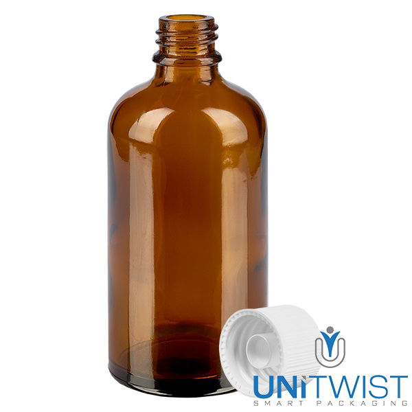 100ml Flasche 11mm Schraubverschluss weiß Standard BrownLine UT18/100