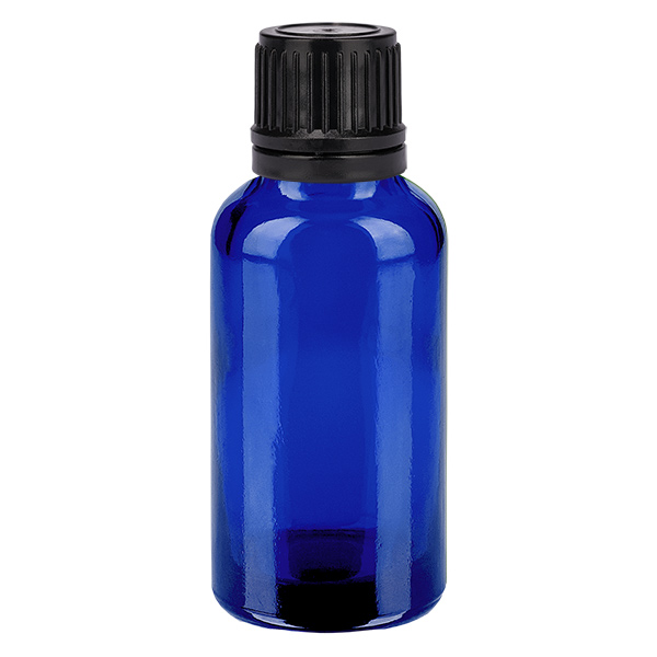 30ml Globuliflasche 8mm Giessring schwarz Originalitätsverschluss BlueL. UT18/30
