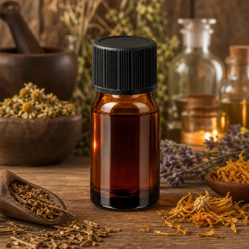 Flacone da farmacia compatto da 5 ml in vetro ambrato protetto dai raggi UV con pratico inserto contagocce