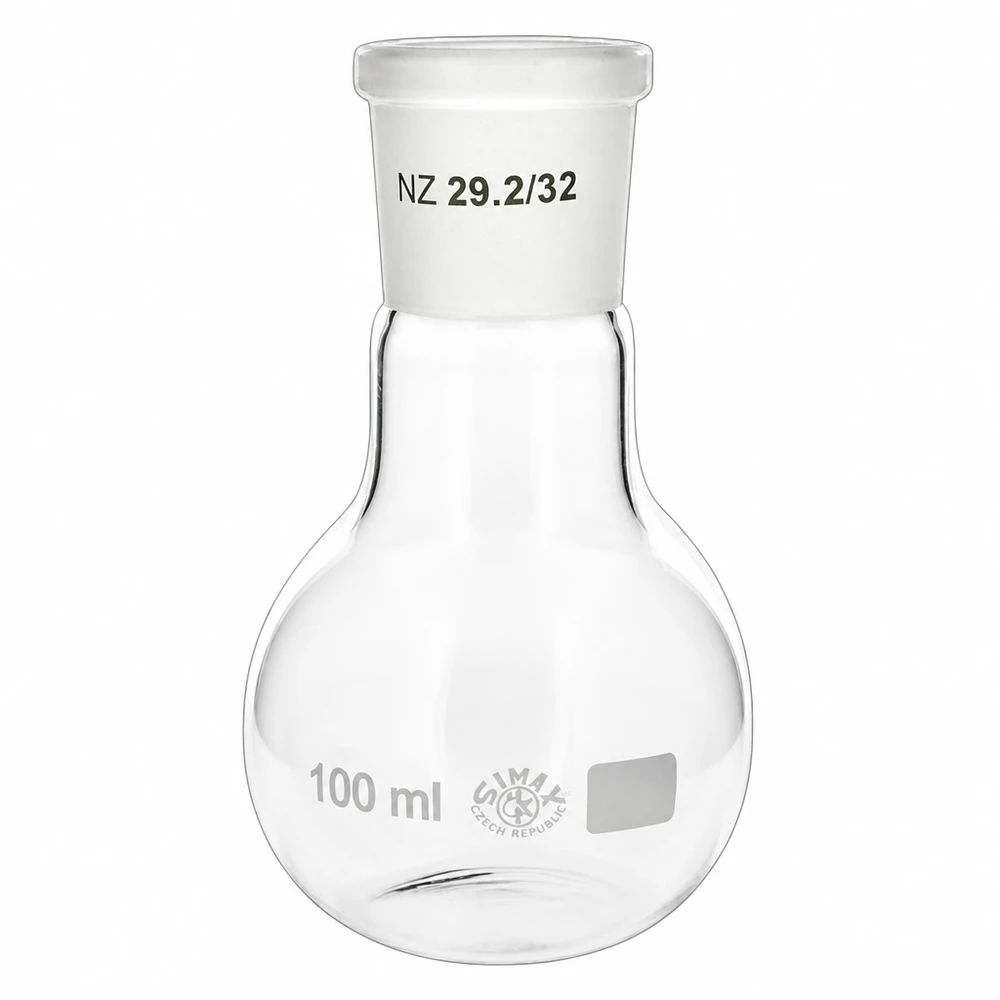Matraccio da 100 ml con giunto standard smerigliato (29/32) Pallone a fondo tondo compatto da 100 ml con fondo standard 29/32 ideale per piccoli lotti di reazione