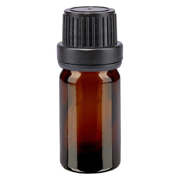Bottiglia da farmacia marrone da 5 ml. SV OV nero/11mm ApoGlas Bottiglia da farmacia marrone da 5 ml. SV OV nero/11mm ApoGlas