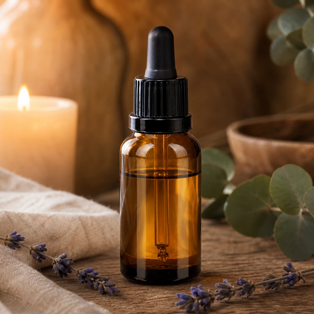 Flacone contagocce da 20 ml in vetro ambrato resistente ai raggi UV con pipetta antiscivolo