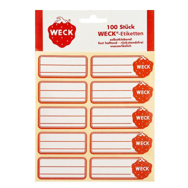Etichette WECK 19x13 mm (confezione da 100 pezzi) WECK etichette autoadesive 100 pezzi rosso-bianco per l'etichettatura di vasetti di marmellata e conserve