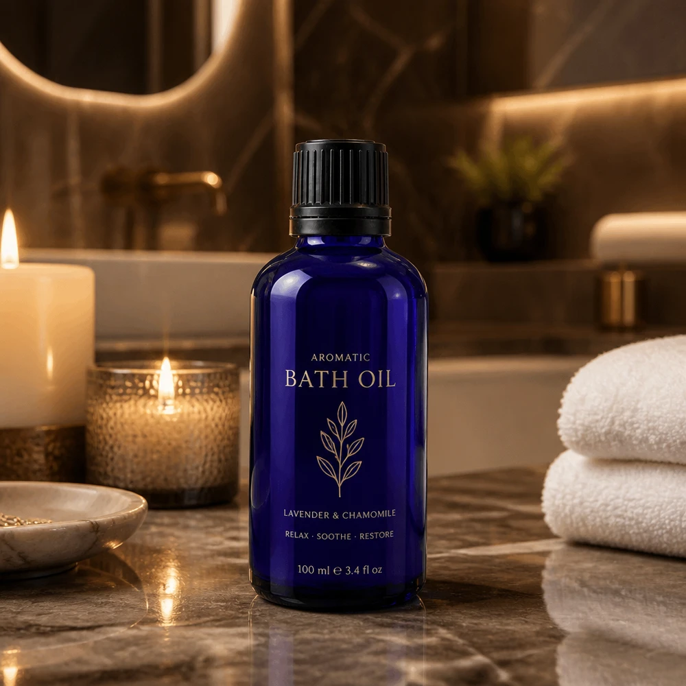 Apothekenflasche blau 50ml Schraubverschluss schwarz Giessring Originalitätsverschluss Apothekerglasflasche in Blau 50ml mit schwarzem 8mm Verschluss für Kosmetikprodukte und Öle