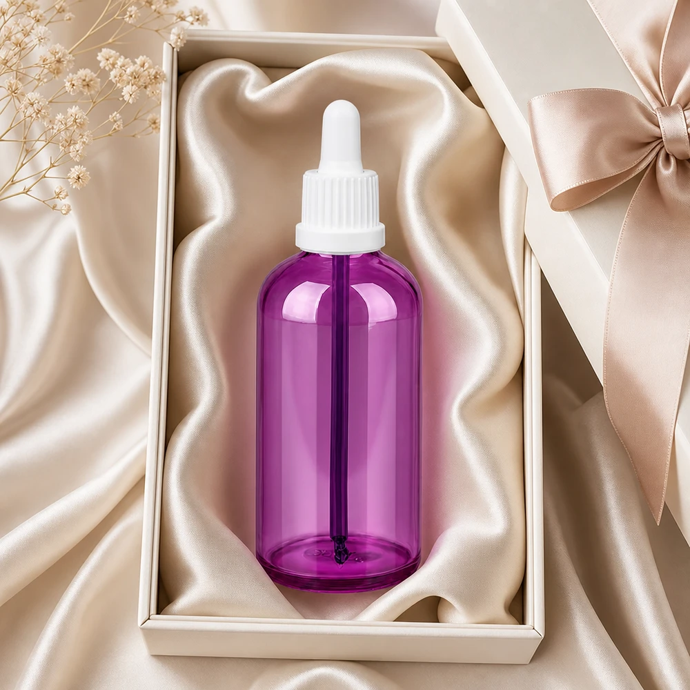 100ml Pipettenflasche weiss Originalität Schraubverschlusserschluss PurpleLine UT18/100 Premium 100ml Tropfflasche in Lila mit weißem Verschlusssystem für medizinische Anwendungen