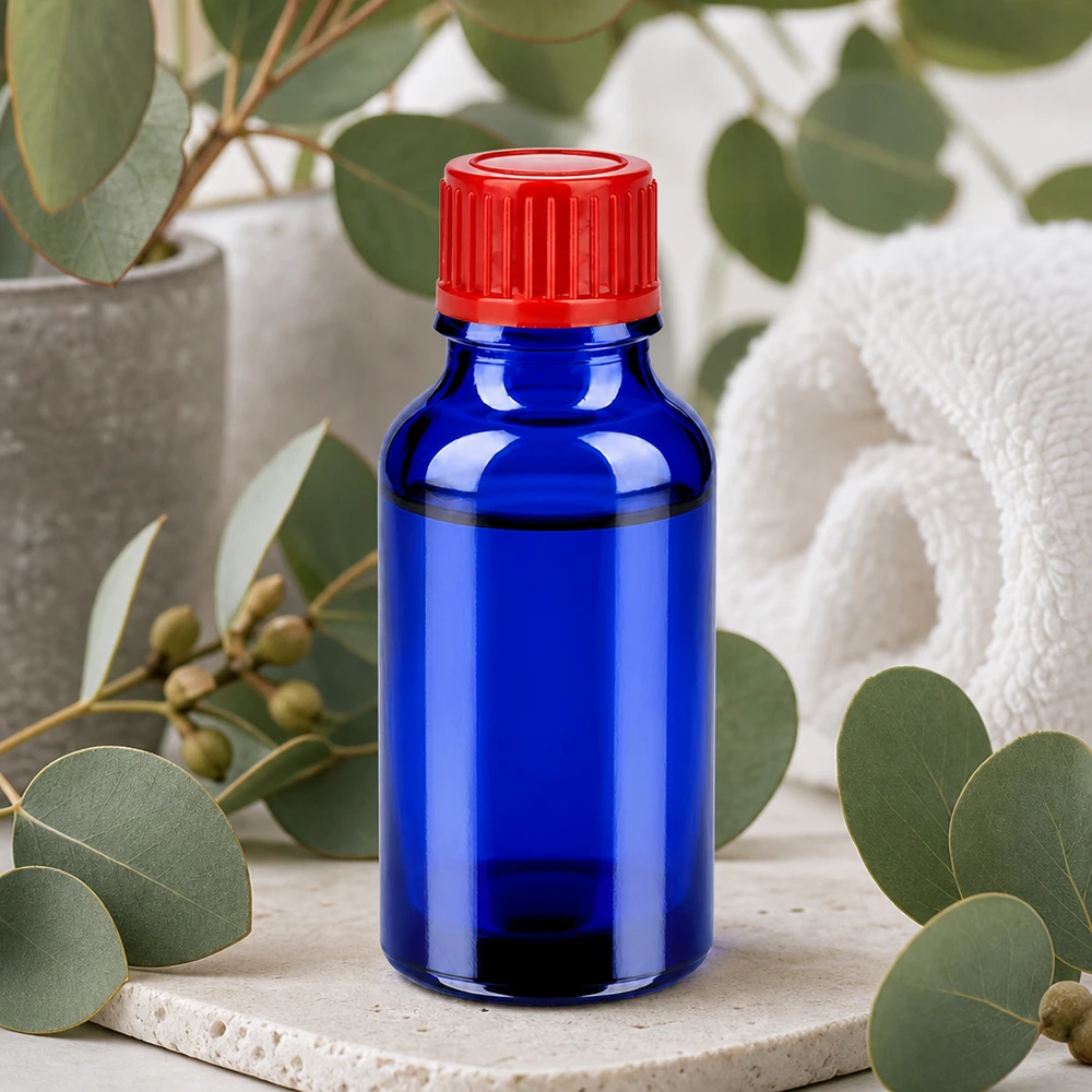 Bottiglia di vetro riutilizzabile da 20 ml con tappo a vite rosso per una conservazione sostenibile