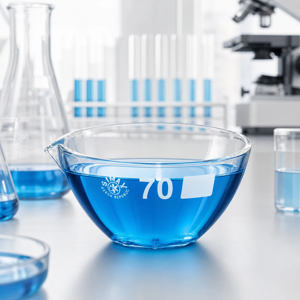 Capsule d’évaporation 60 ml en verre borosilicate, avec bec verseur Bol en verre précis de 60 ml avec bec verseur en borosilicate pour les analyses quantitatives et la préparation d'échantillons