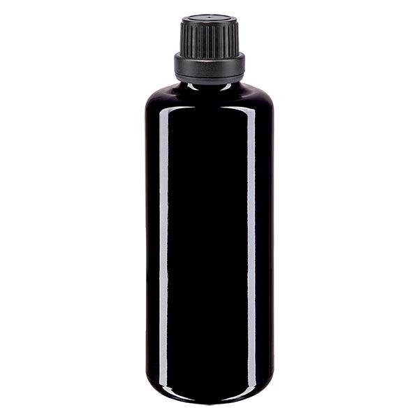 Apothekenflasche violett 100ml Schraubverschluss schwarz Dichteinlage Originalitätsverschluss