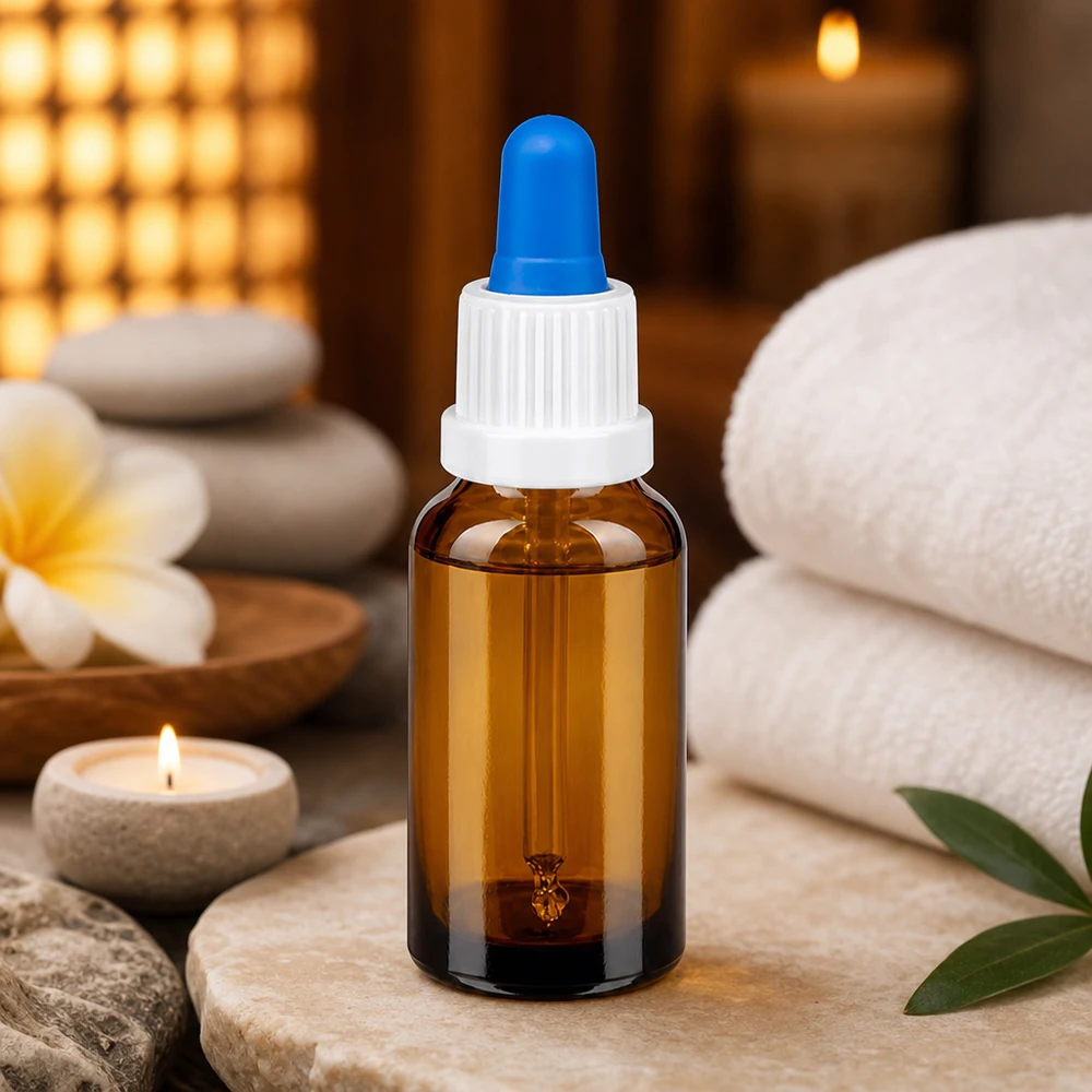 20ml Pipettenflasche weiß/blau Originalitätsverschluss BrownLine UT18/20 Robuste Braunglas-Pipettenflasche 20ml mit kindersicherem Verschluss für den professionellen Einsatz
