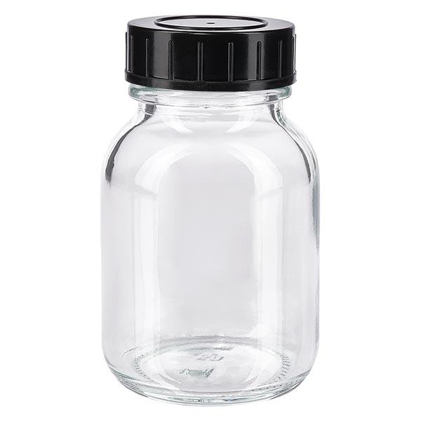 Bottiglia a collo largo da 50ml in vetro trasparente con tappo a vite Bottiglia a collo largo da 50ml in vetro trasparente con tappo a vite