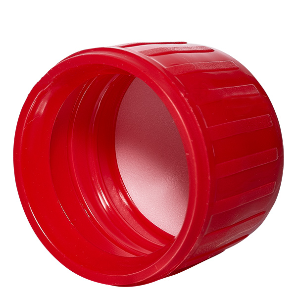 Tappo a vite rosso con anello antimanomissione PP28 ApoGlas Tappo a vite rosso con anello antimanomissione PP28 ApoGlas