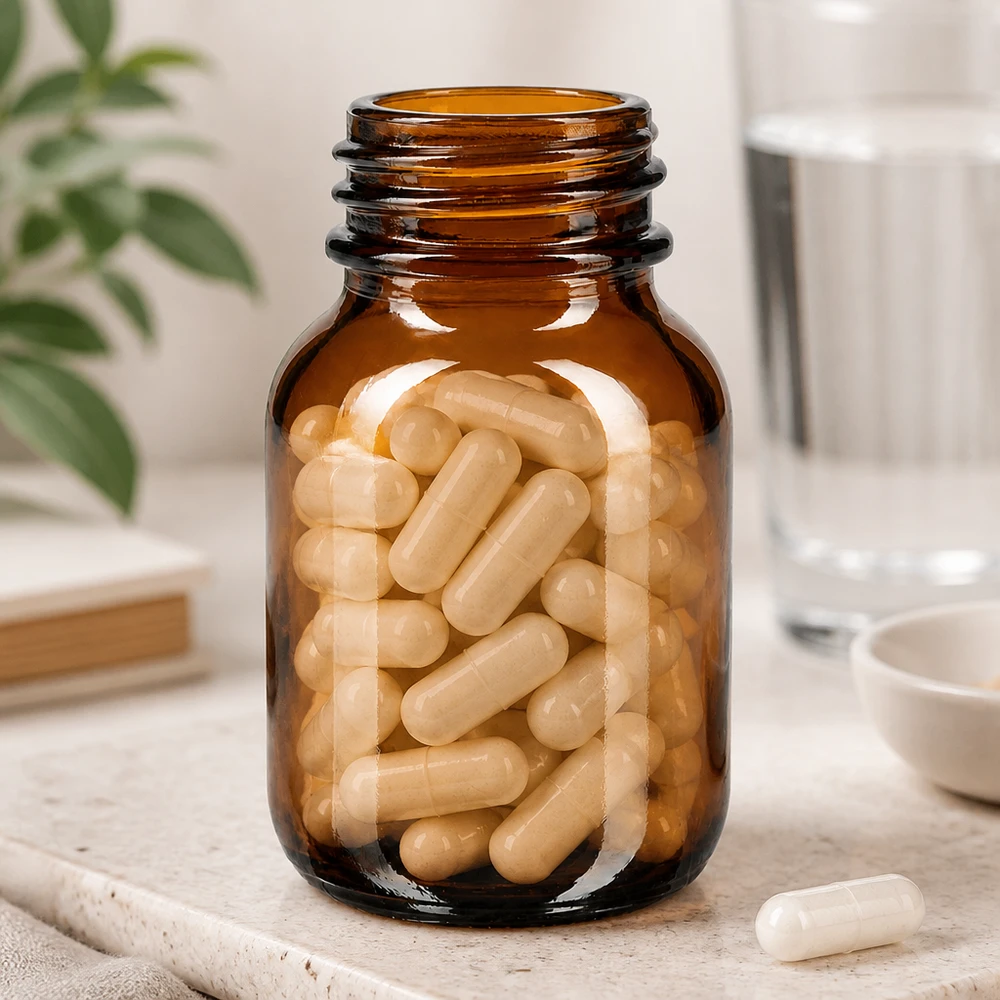 Bocal à col large en verre ambré 50 ml, goulot DIN 32, sans couvercle Bouteille pratique à large ouverture de 50 ml en verre brun pour conserver les compléments alimentaires en toute sécurité