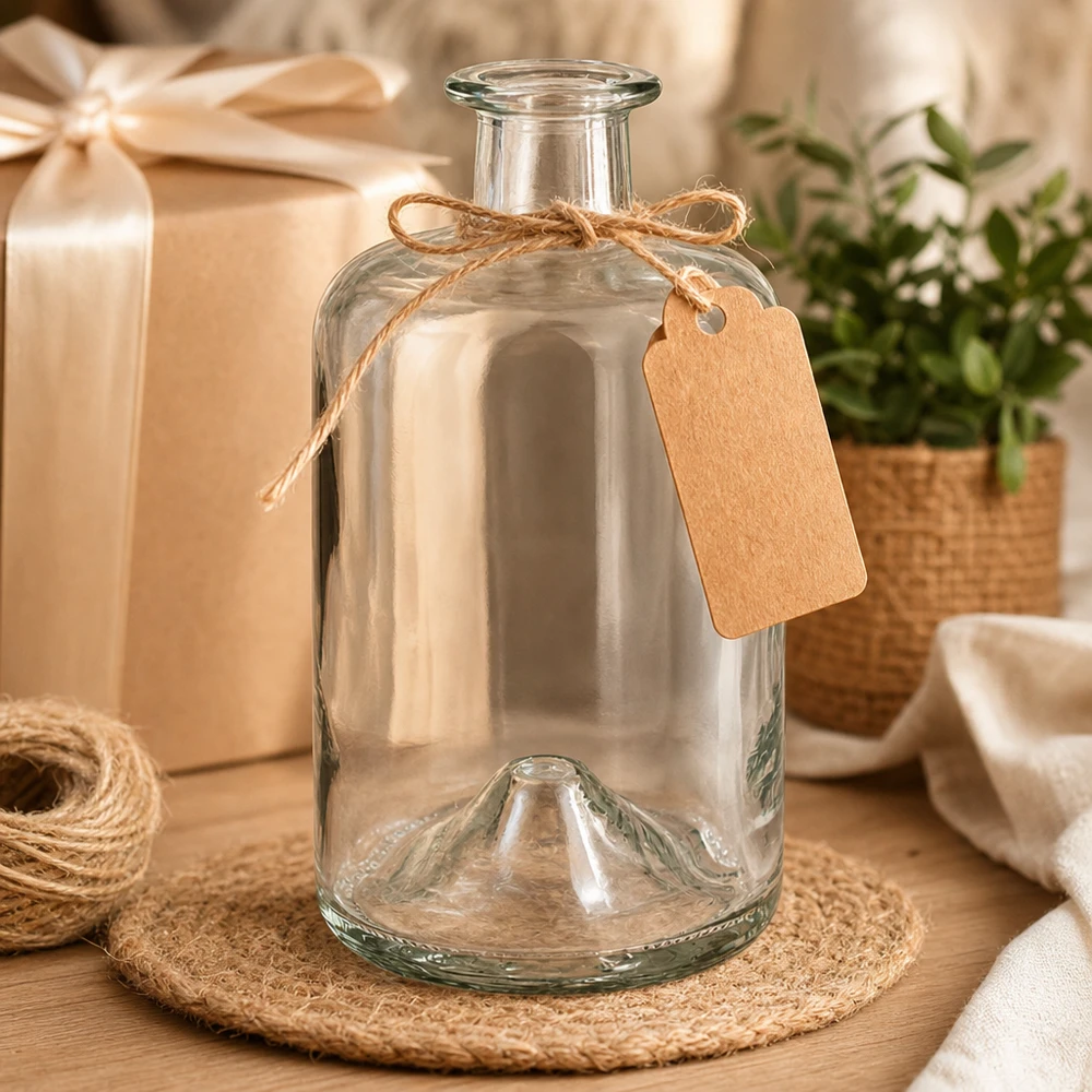 Flacone farmaceutico da 500 ml 500ml Glasflasche "Sofia" ohne Verschluss UNiTWIST senza tappo UNiTWIST® 500ml Glasflasche Sofia mit Kraftpapier-Anhänger Geschenkverpackung Dekoration Bastkorb Jute-Untersetzer vintage