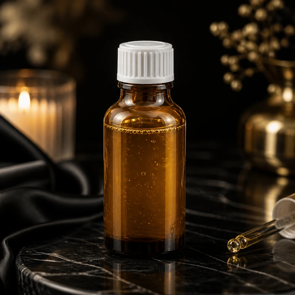 Elegante braune 20ml Tropfflasche mit weißem Verschluss für Serum und Öle