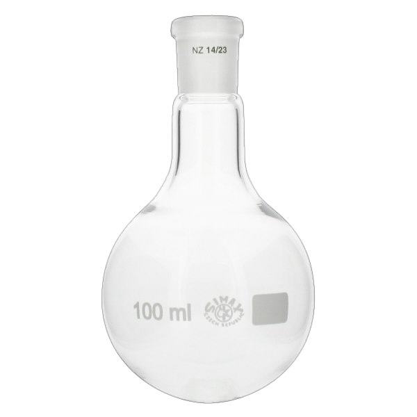 Pallone a fondo tondo da 100 ml con giunto standard smerigliato (14/23) Pallone a fondo tondo da 100 ml con giunto standard smerigliato (14/23)