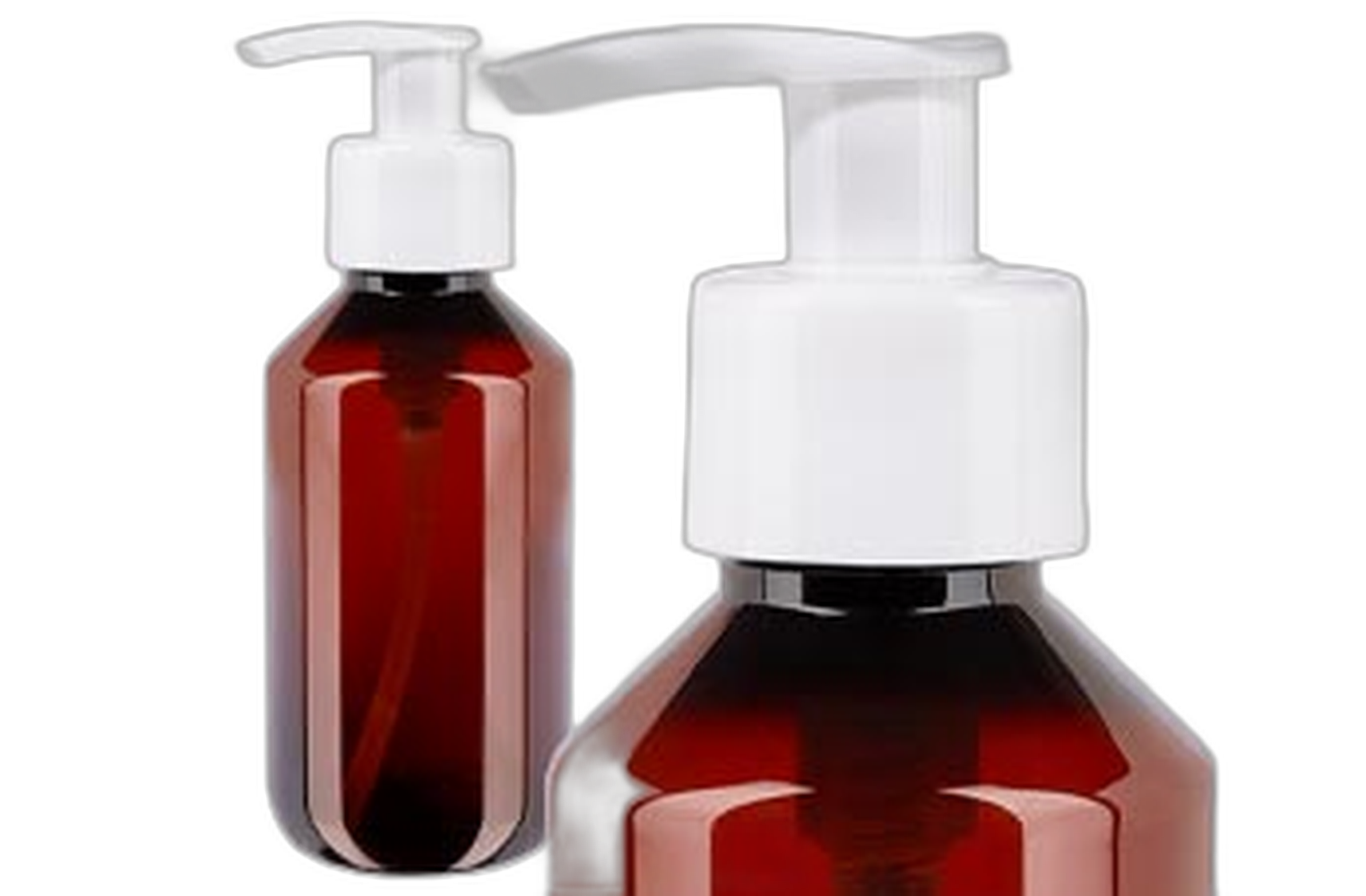 Flacon médical en PET brun avec pompe distributrice