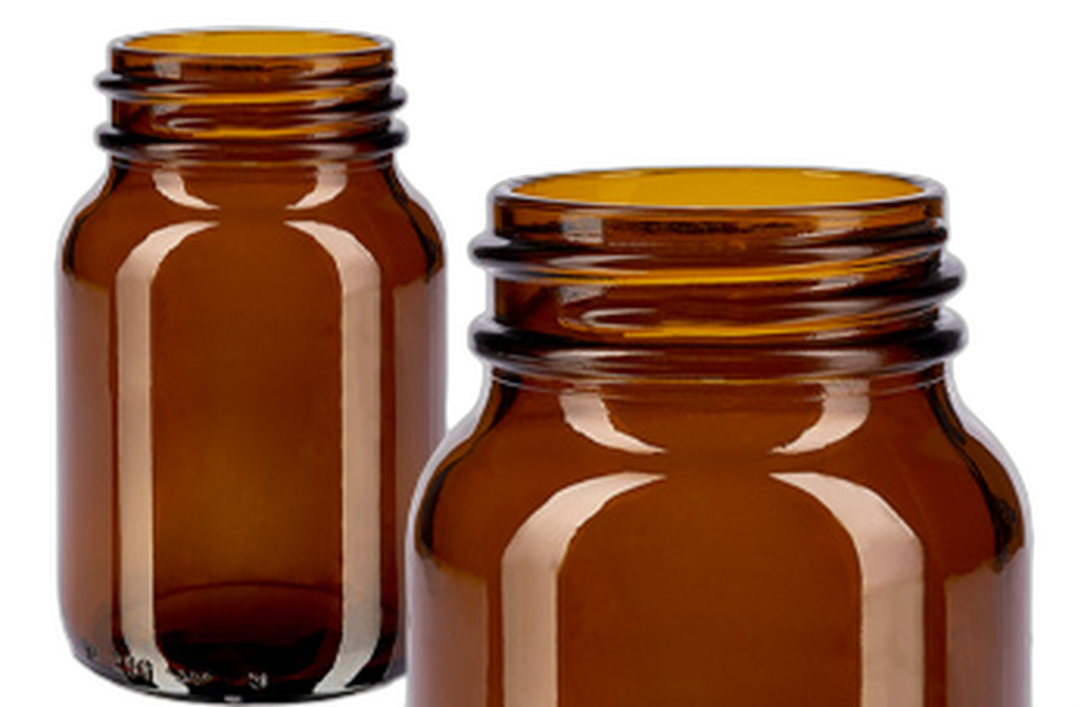 Bouteilles à col large marron sans bouchon