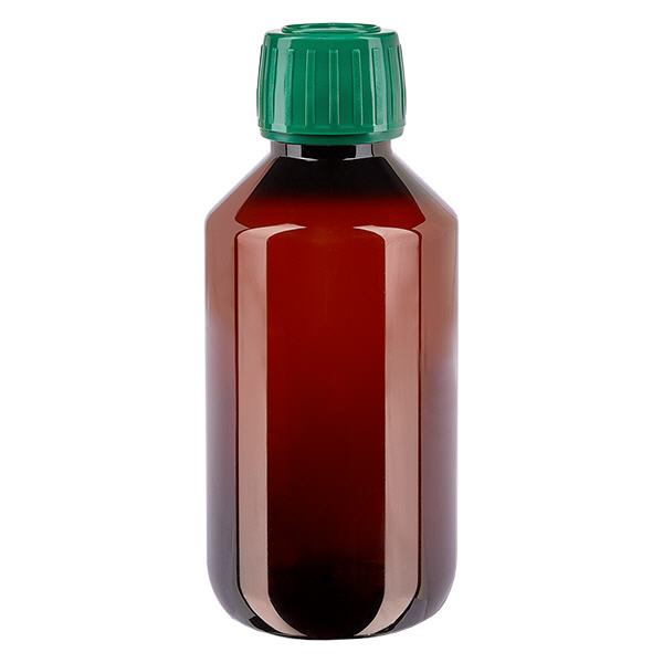PET Flasche 200ml mit grünem Verschluss Originalitätsverschluss