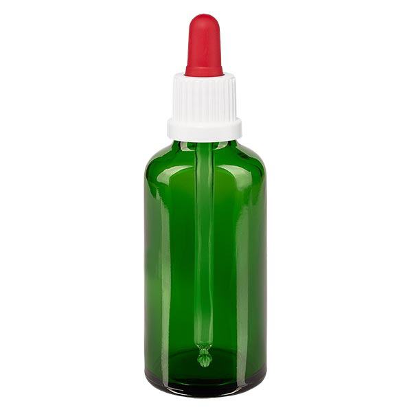 Bottiglia per pipette verde da 50 ml OV bianco/rosso ApoGlas Bottiglia per pipette verde da 50 ml OV bianco/rosso ApoGlas