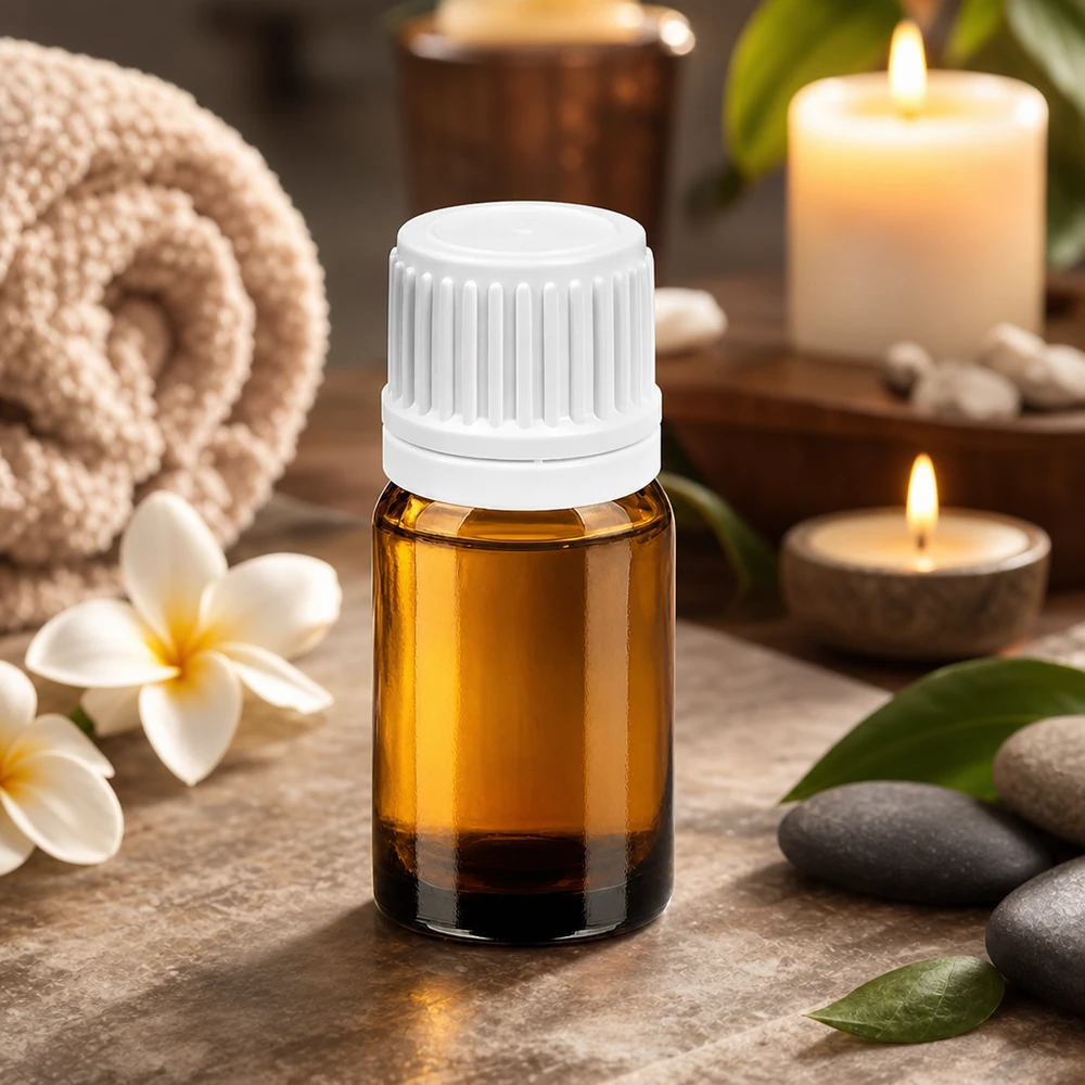 Flacone in vetro ambrato di alta qualità da 5 ml con protezione UV e tappo bianco per sostanze sensibili alla luce