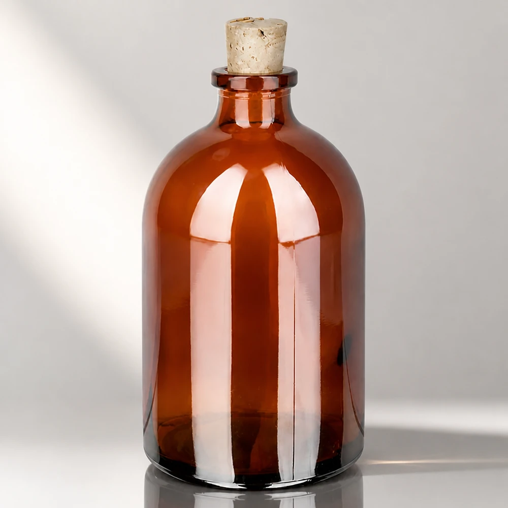 Flasche Braunglas 100ml mit Korken 11/14mm Klassische Medizinflasche 100ml in Braunglas mit zylindrischem Korpus und Naturkorken 11/14mm