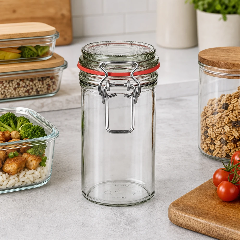 Bocal de conservation de 272 ml, type G, avec bouchon à clip UN.. 272ml Vorratsglas mit Bügelverschluss für Küche, luftdicht verschließbar, ideal für Gewürze und Lebensmittel aufbewahren