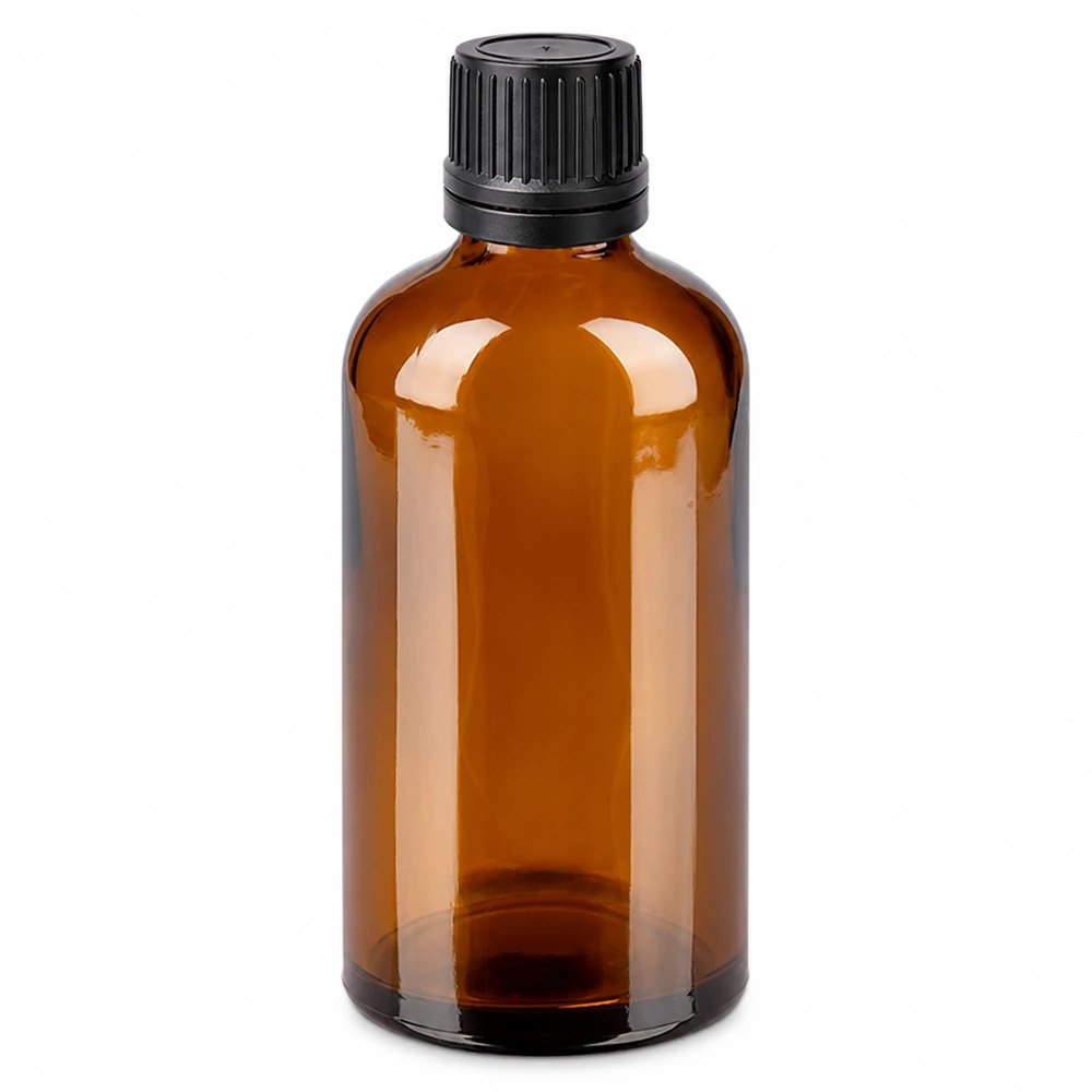 Flacone in vetro con contagocce 100ml in vetro marrone resistente ai raggi UV per applicazioni farmaceutiche