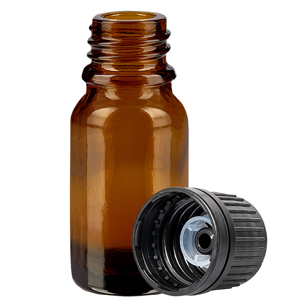 10ml Globuliflasche 8mm Giessring schwarz Originalitätsverschluss BrownL. UT18/10