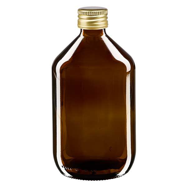 Flacone per medicinali da 500 ml marrone, con tappo in alluminio dorato Ap Flacone per medicinali da 500 ml marrone, con tappo in alluminio dorato Ap