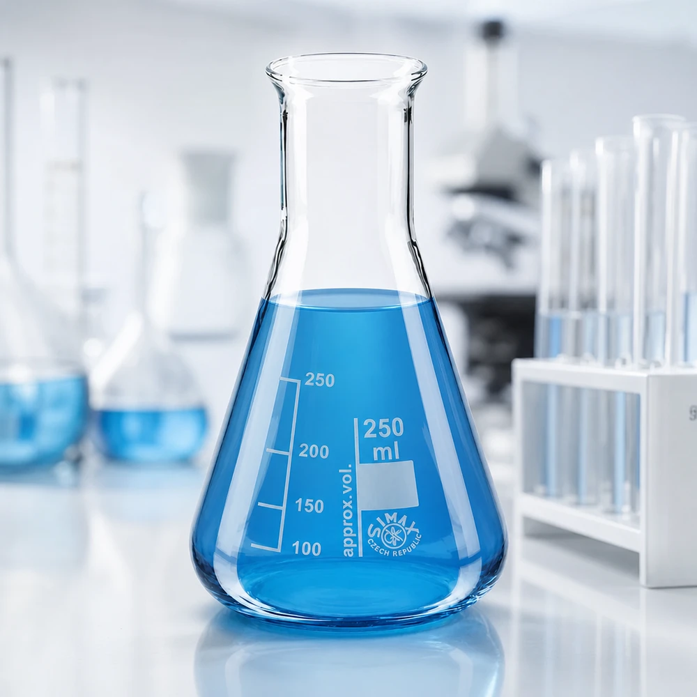 Vetreria da laboratorio da 250 ml con design conico e graduazione per analisi quantitative