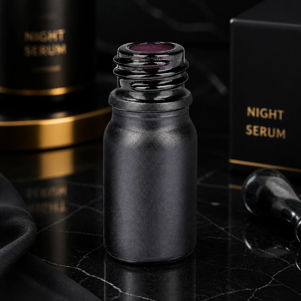 Flacone per farmacisti di alta qualità da 5 ml BlackLine UT18/5 in design nero opaco per cosmetici