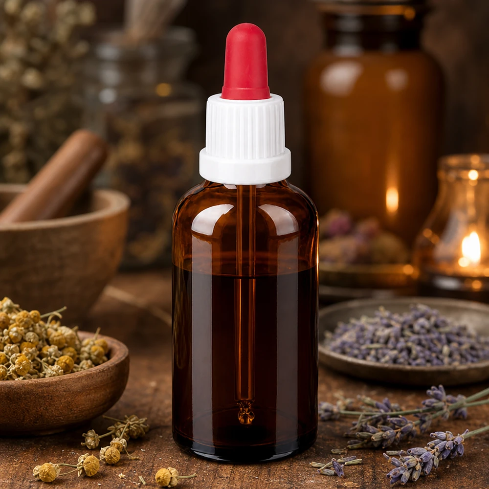 50ml Pipettenflasche weiß/rot Originalitätsverschluss BrownLine UT18/50 Kleine 50ml Glasflasche mit Tropfpipette perfekt für Reisen und mobile Anwendungen unterwegs