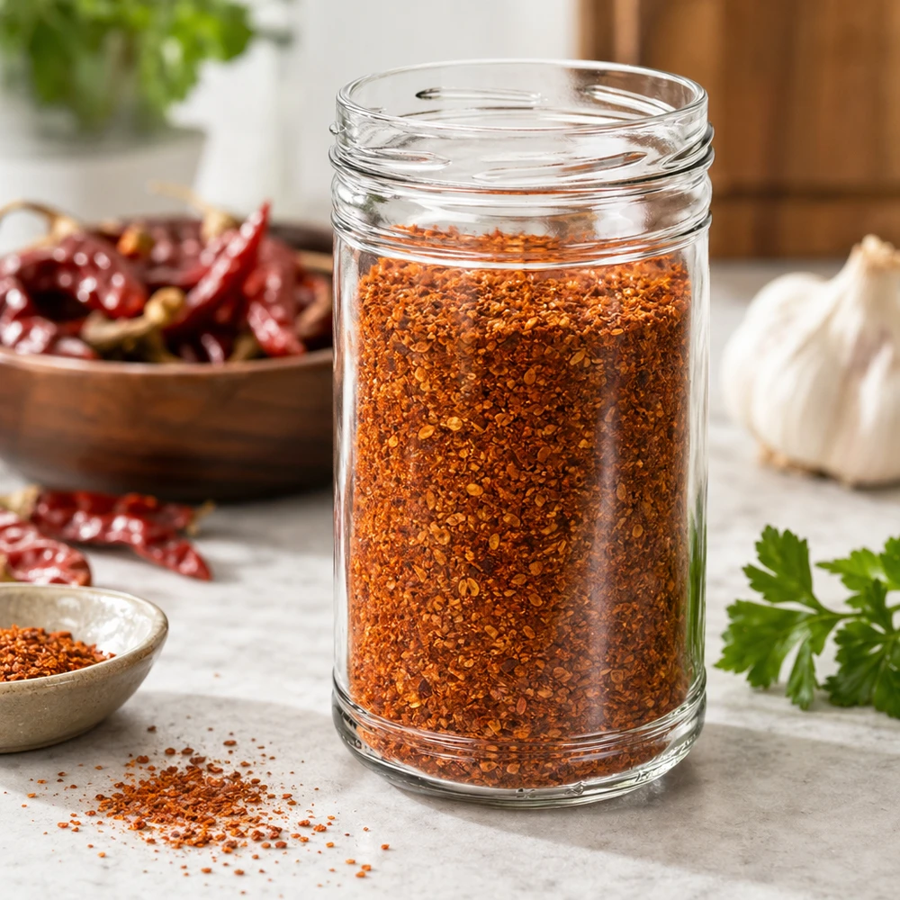 UNiTWIST Sturzglas 1053ml TO100 gefüllt mit roten Gewürzen Chilipulver als Gewürzaufbewahrung in der Küche