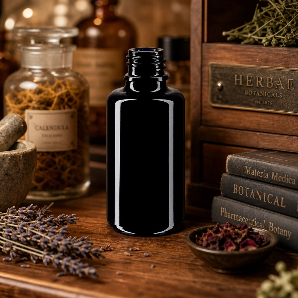 Violettglas Flasche 30ml DIN 18 (Mironglas) Nachfüllbare 30ml Miron Tropfflasche Orion für umweltbewusste Nutzung von Essenzen